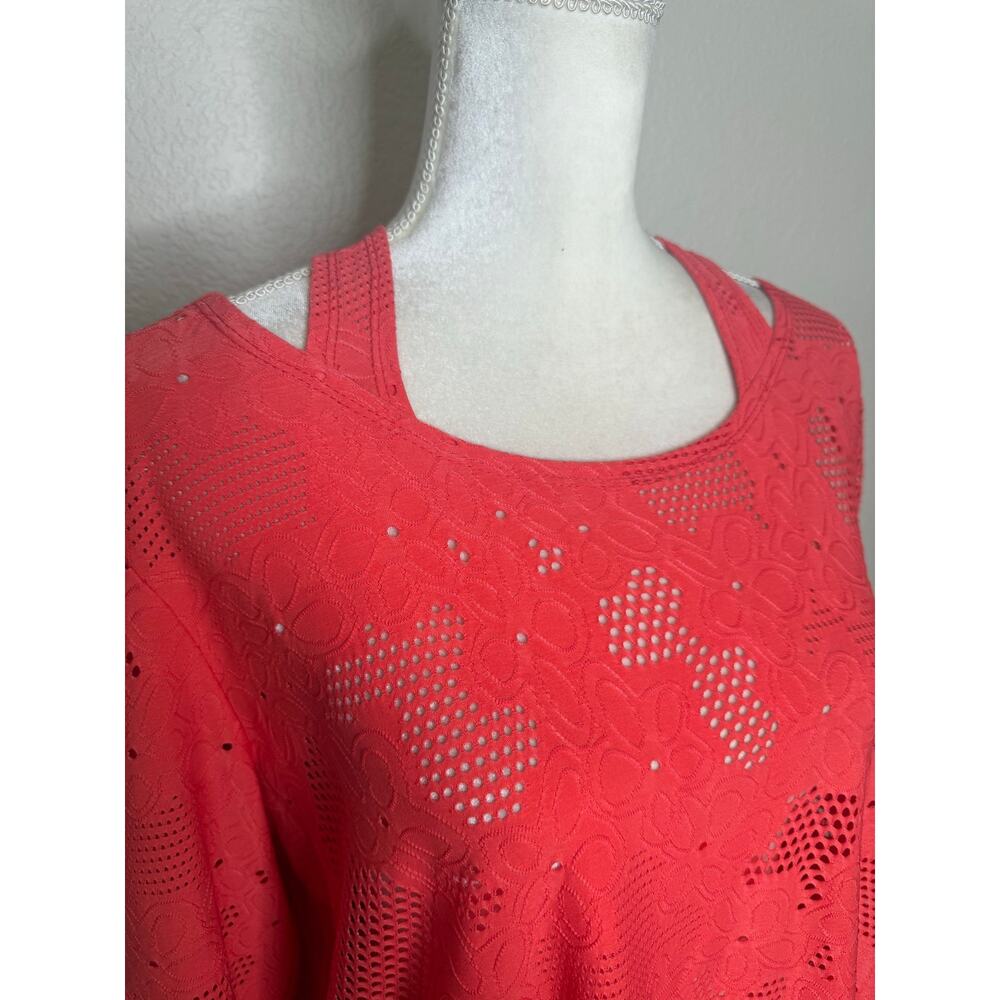 CLARA SUN WOO Women's XL Eyelet Cold Shoulder Tunic Top Orange Cover Up USA - Picture 8 of 11